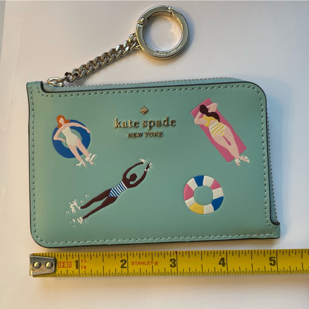 5x3.5-in. Blue kate spade swimming keychain wallet/coin purse